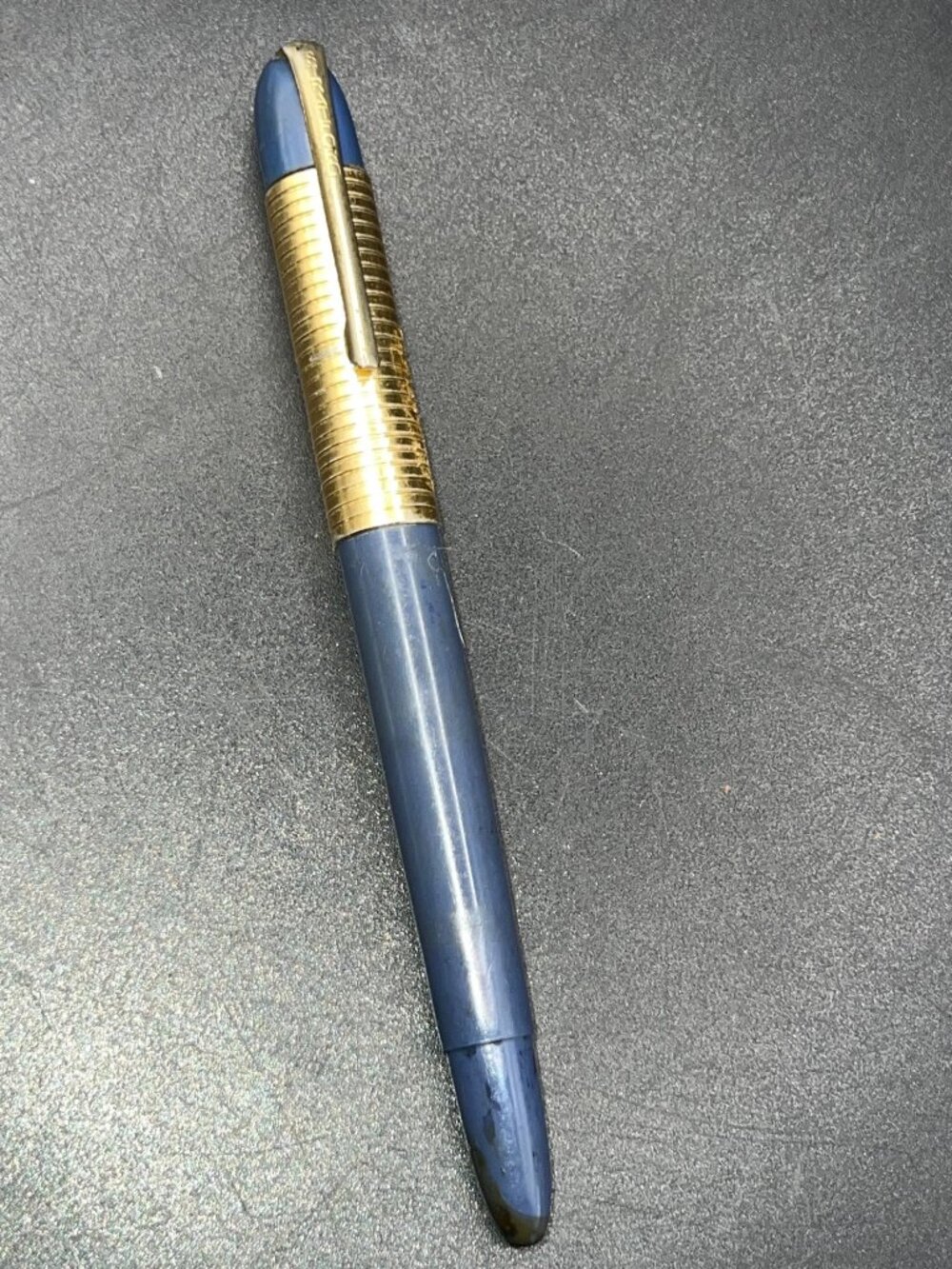 Stratford Blue And Gold Fountain Pen Vintage Gold plated nib lever fill 1950’s